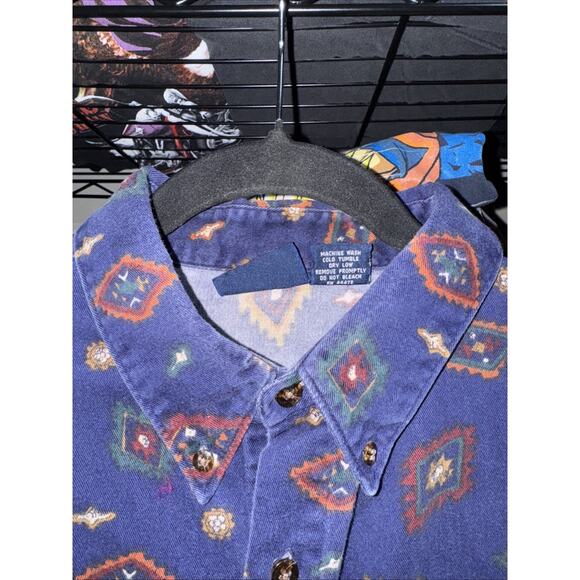 Vintage 90s Bon Homme Aztec Patter Longsleeve Button Up Shirt Size Large - Picture 3 of 6